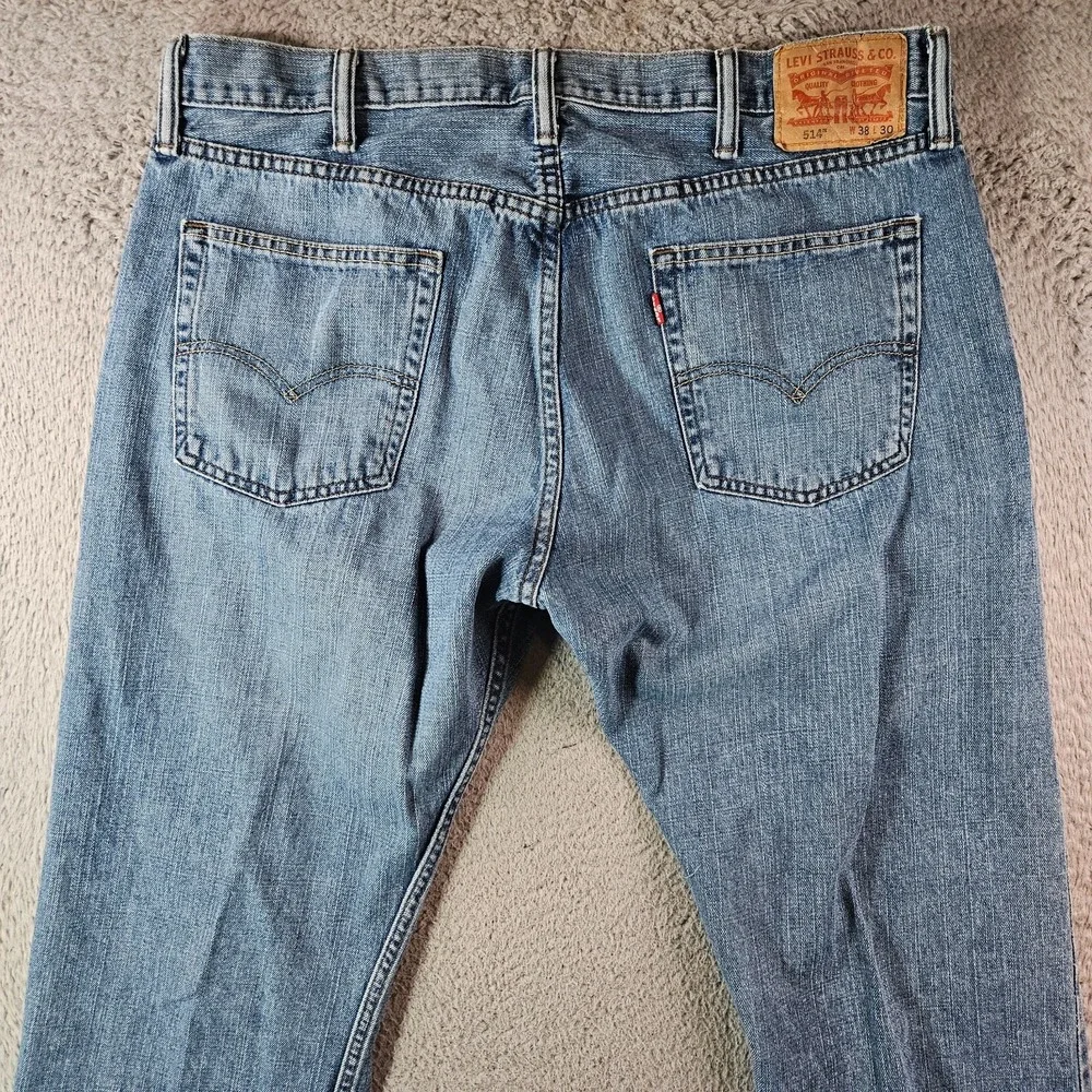 Levi's 514 Jeans Men 38 x30 Zip Fly‎ Medium Wash Blue Denim